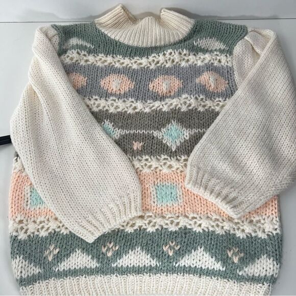 #51 Vintage Jamie Scott hand knitted oversized grandma sweater size medium - Picture 5 of 11
